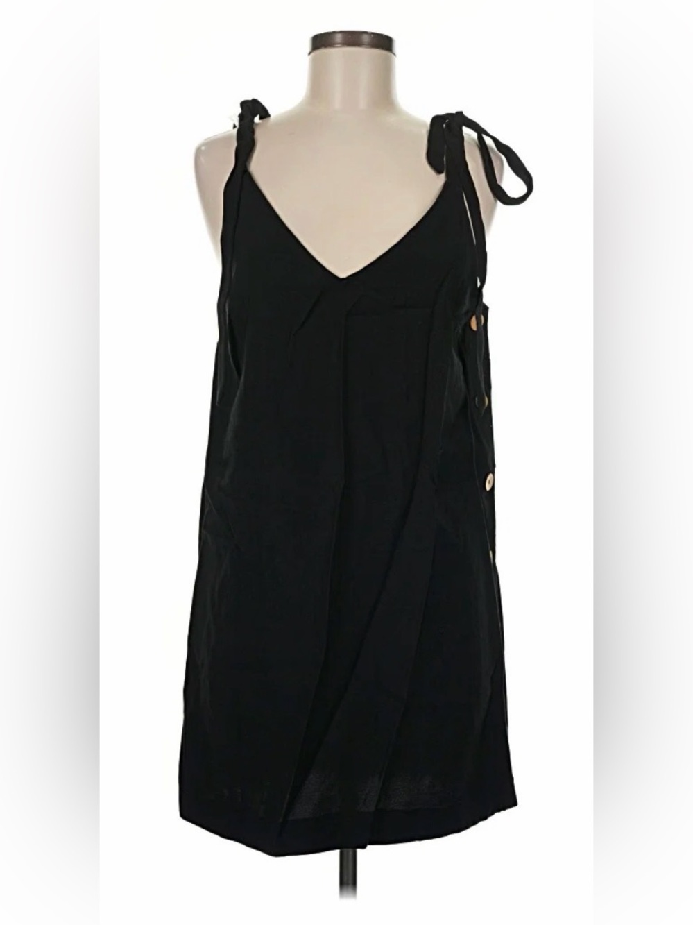 Topshop Black Tie-Shoulder V-Neck Mini
